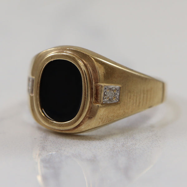 Bezel Set Onyx & Diamond Tapered Ring | 2.00ct, 0.02ctw | SZ 11 |