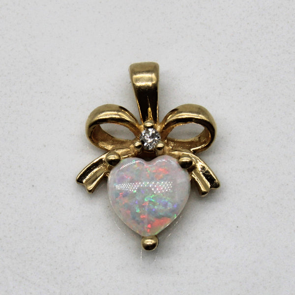 Opal & Diamond Bow Pendant | 0.40ct, 0.02ct |