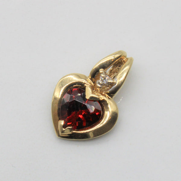 Garnet & Diamond Heart Pendant | 1.00ct, 0.01ct |