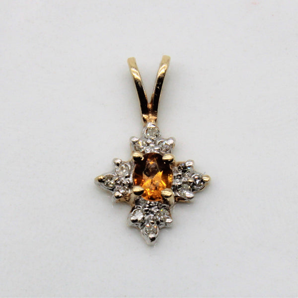 Citrine & Diamond Pendant | 0.15ct, 0.06ctw |