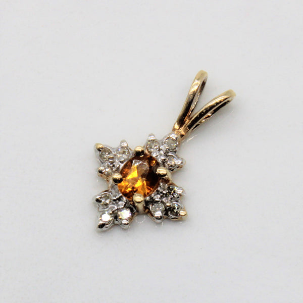 Citrine & Diamond Pendant | 0.15ct, 0.06ctw |