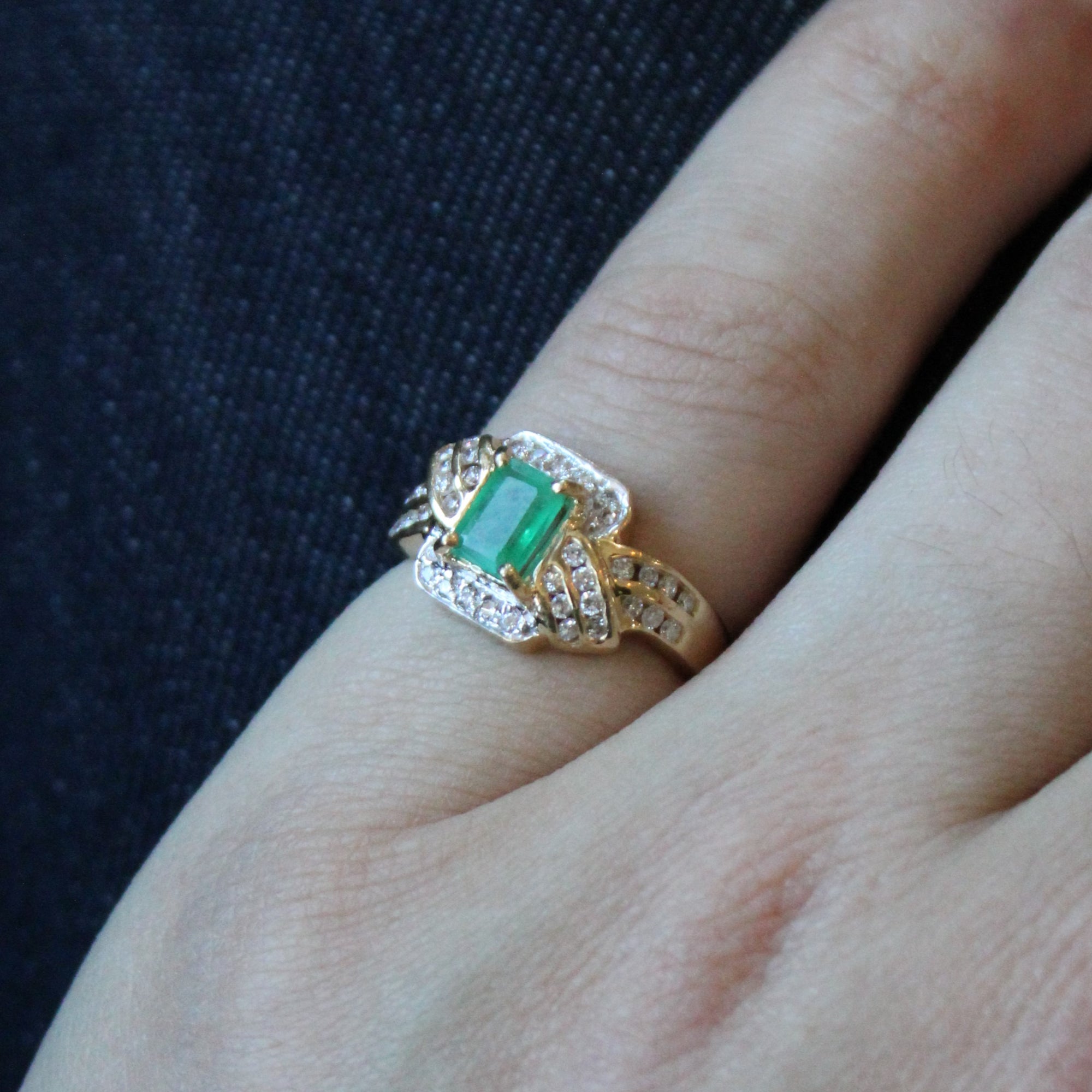 Emerald & Diamond Bypass Ring | 0.52ct, 0.34ctw | SZ 5.25 |