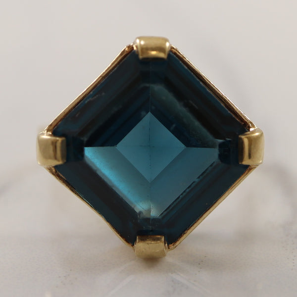 Asscher Cut Synthetic Blue Sapphire Ring | 10.00ct | SZ 7.5 |