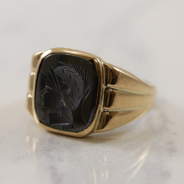 Roman Soldier Intaglio Hematite Ring | 7.00ct | SZ 9 |