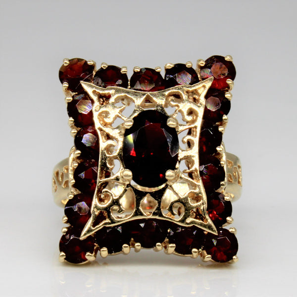 Garnet Filigree Cocktail Ring | 3.00ct | SZ 5.5 |