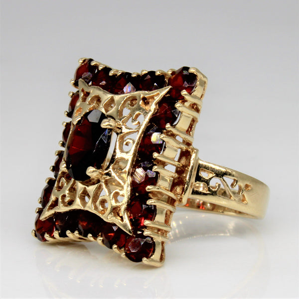 Garnet Filigree Cocktail Ring | 3.00ct | SZ 5.5 |