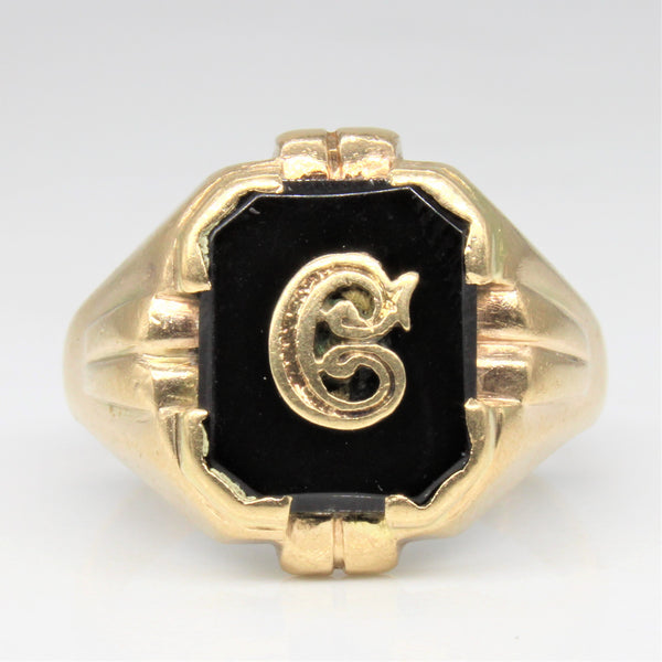 Initial 'C' Onyx Signet Ring | 2.70ct | SZ 9 |