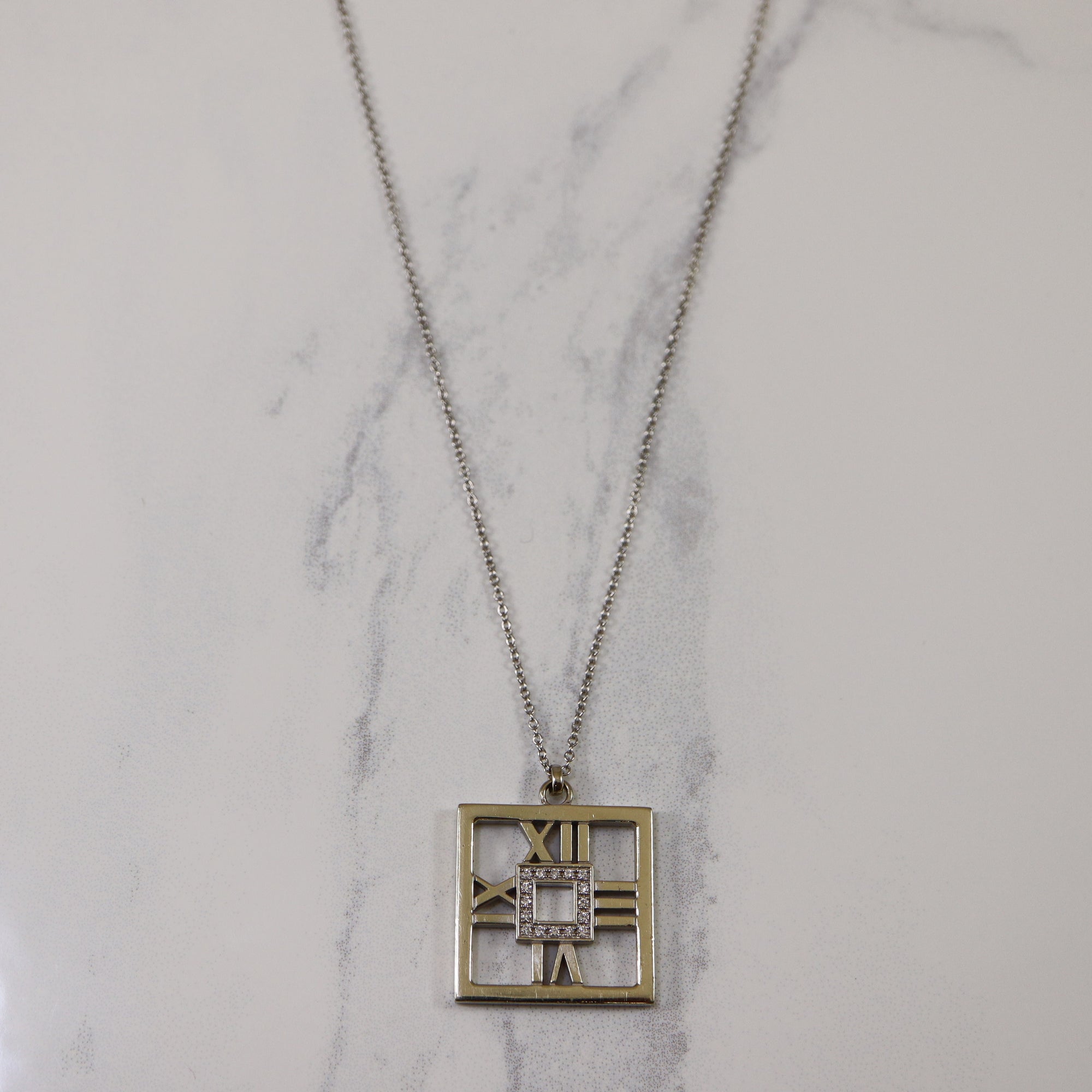 'Tiffany & Co.' Square Atlas Necklace | 0.16ctw | 24