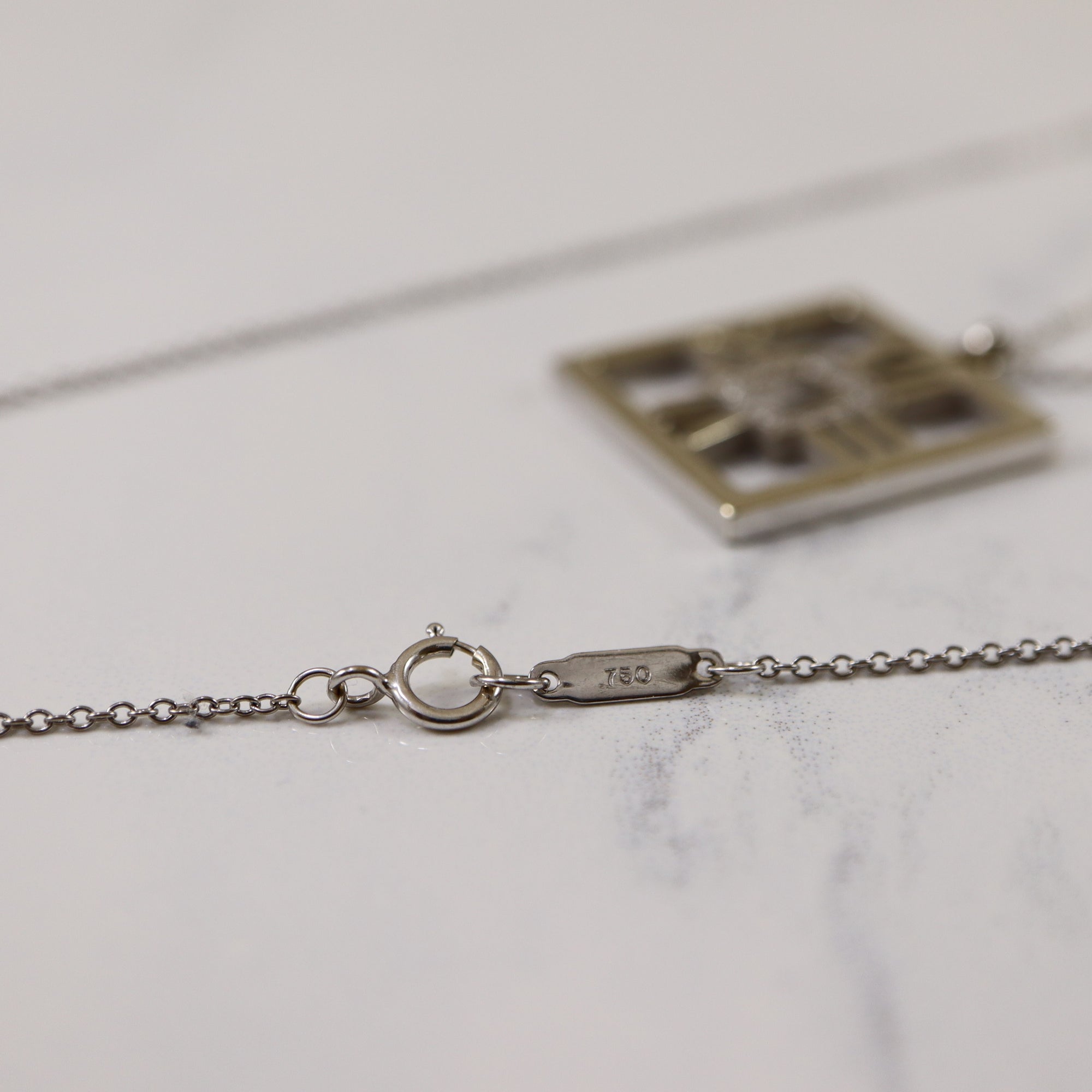 'Tiffany & Co.' Square Atlas Necklace | 0.16ctw | 24