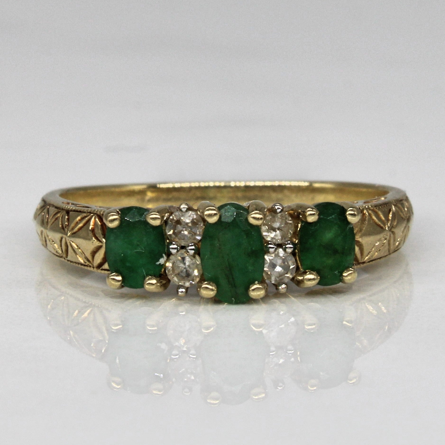 High Set Emerald & Diamond Ring | 0.40ct, 0.07ctw | SZ 7 |