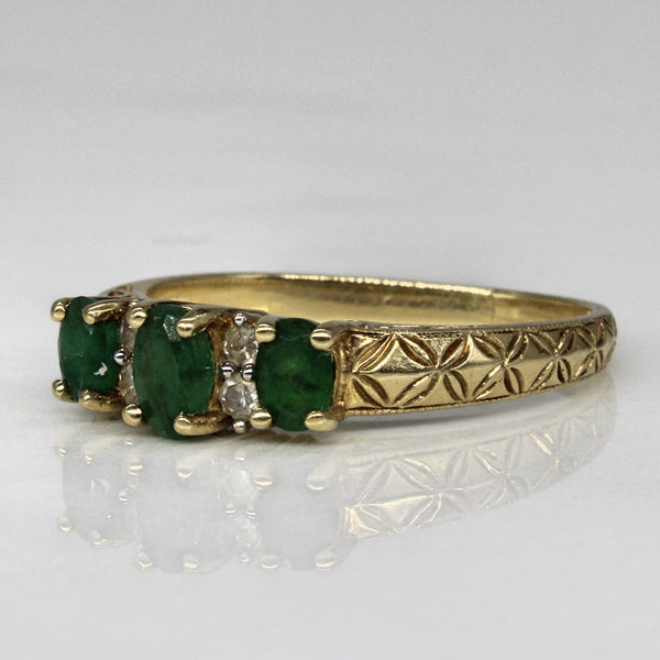 High Set Emerald & Diamond Ring | 0.40ct, 0.07ctw | SZ 7 |