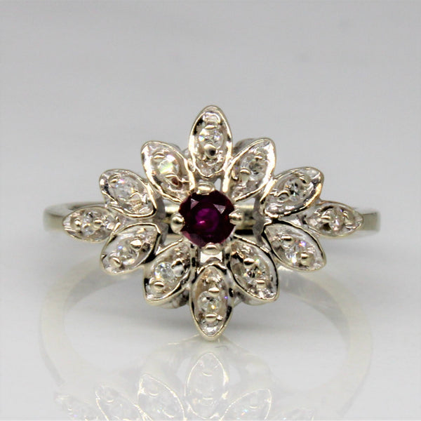 Ruby & Diamond Cluster Ring | 0.07ct, 0.06ctw | SZ 3 |