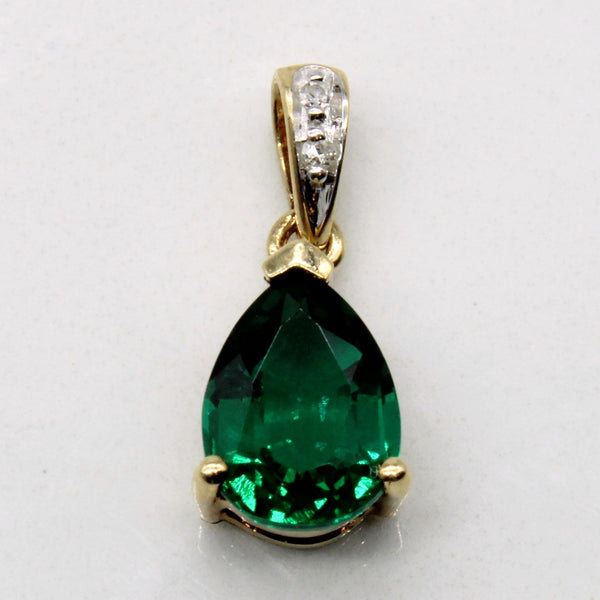'Michael Hill' Synthetic Emerald & Diamond Pendant | 0.85ct, 0.01ctw |