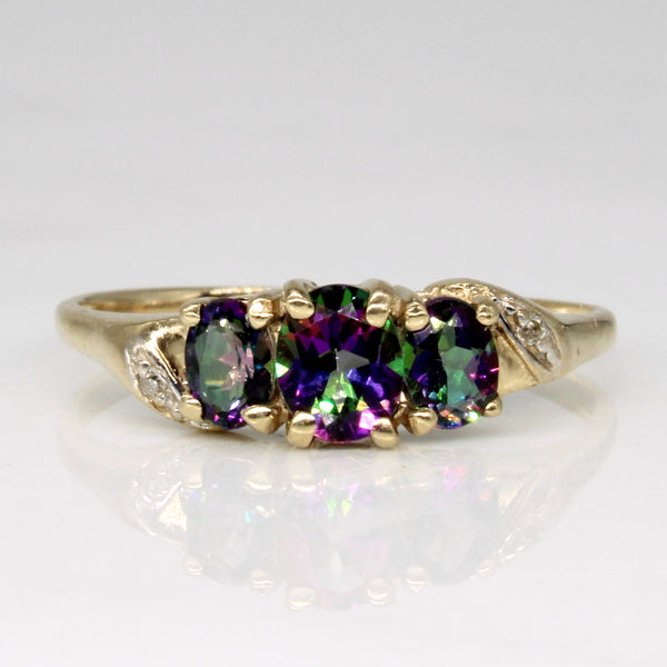 Mystic Topaz & Diamond Twist Ring | 0.73ctw, 0.01ctw | SZ 6.75 |