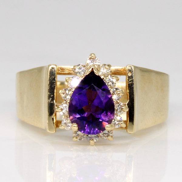 Amethyst & Diamond Cocktail Ring | 0.76ct, 0.14ctw | SZ 9.5 |