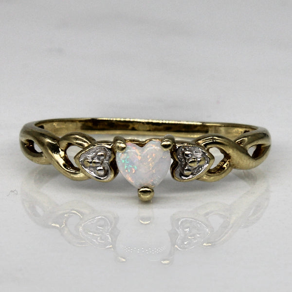 Cabochon Opal Heart Ring | 0.12ct | SZ 6.75 |