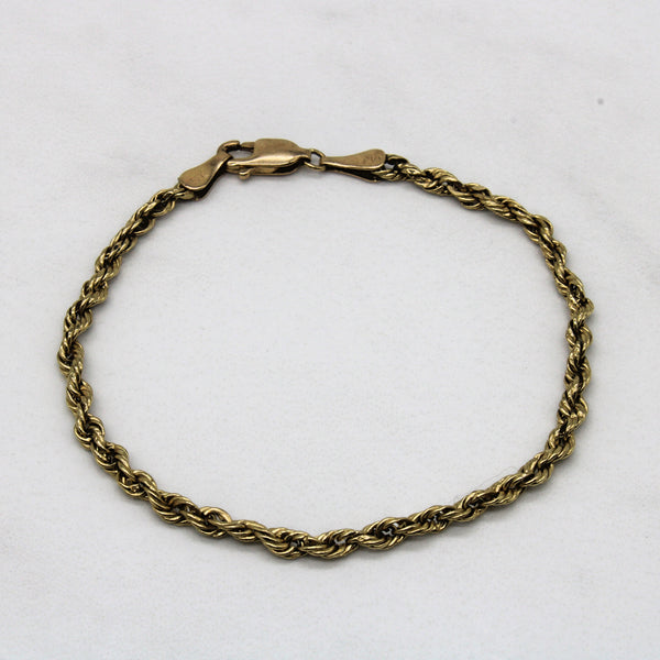 10k Yellow Gold Rope Chain Bracelet | 6.5