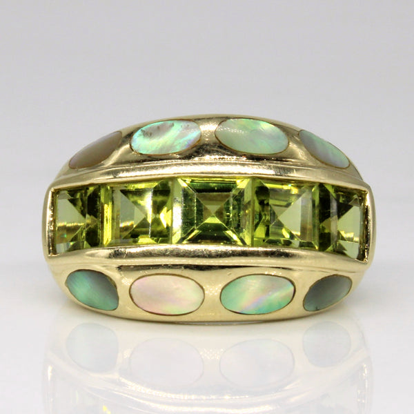 Abalone & Peridot Ring | 3.25ctw, 0.80ctw | SZ 6 |