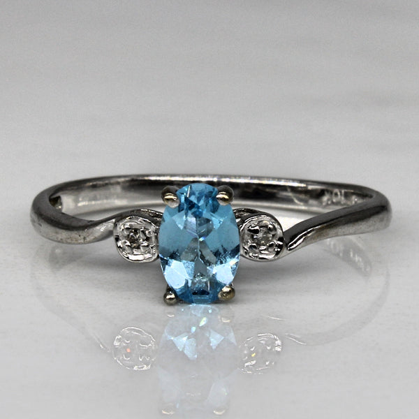 Blue Topaz & Diamond Three Stone Ring | 0.40ct, 0.01ctw | SZ 6 |