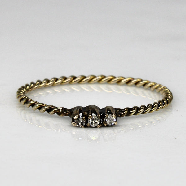 Diamond Three Stone Braided Ring | 0.03ctw | SZ 6.75 |