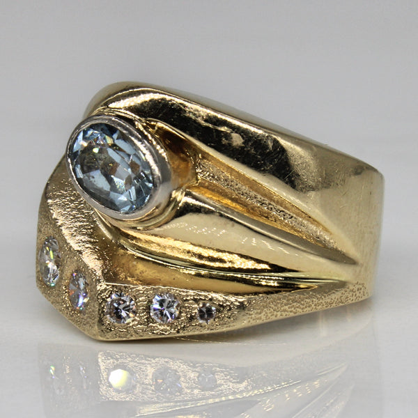Aquamarine & Diamond Geometric Ring | 0.75ct, 0.31ctw | SZ 8.5 |