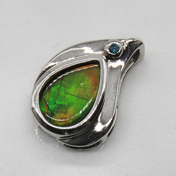 Ammolite & Blue Diamond Pendant | 1.50ct, 0.02ct |