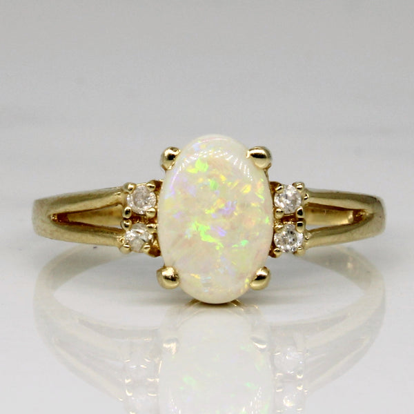 Opal & Diamond Split Shank Ring | 0.56ct, 0.04ctw | SZ 6.75 |
