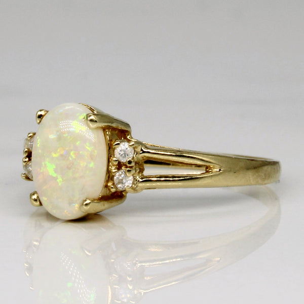 Opal & Diamond Split Shank Ring | 0.56ct, 0.04ctw | SZ 6.75 |