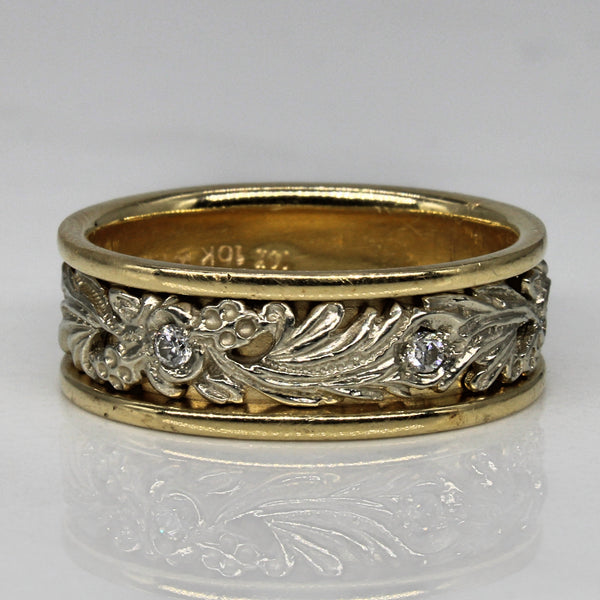 Diamond Two Tone Floral Ring | 0.15ctw | SZ 10 |