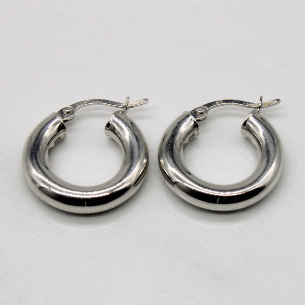 White Gold Hollow Hoop Earrings |