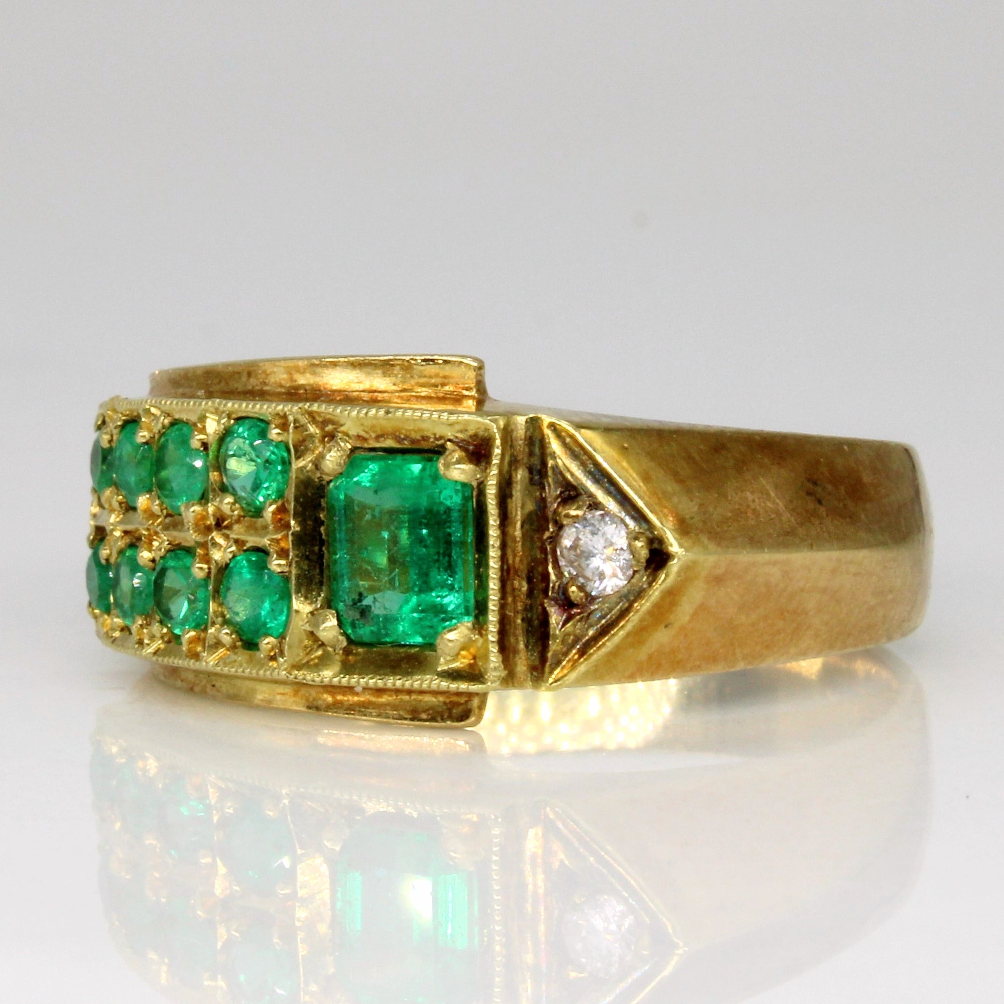 Emerald & Diamond Bypass Band | 0.85ctw, 0.04ct | SZ 10.25 |