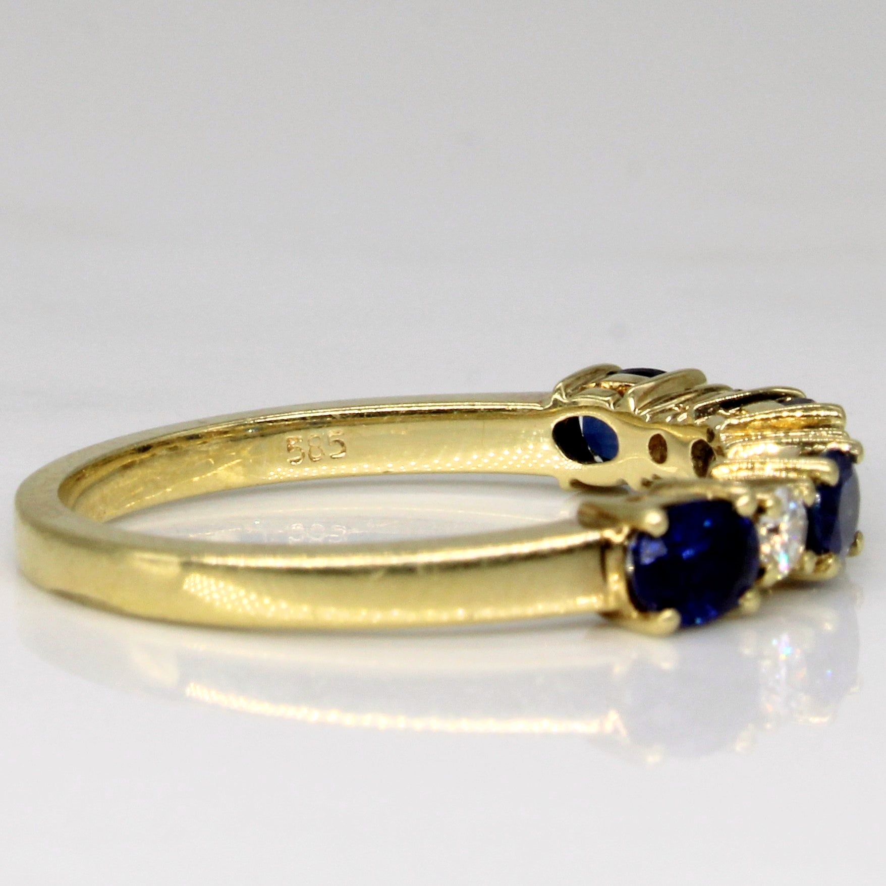 Oval Cut Sapphire & Diamond Band | 0.80ctw, 0.15ctw | SZ 7 |