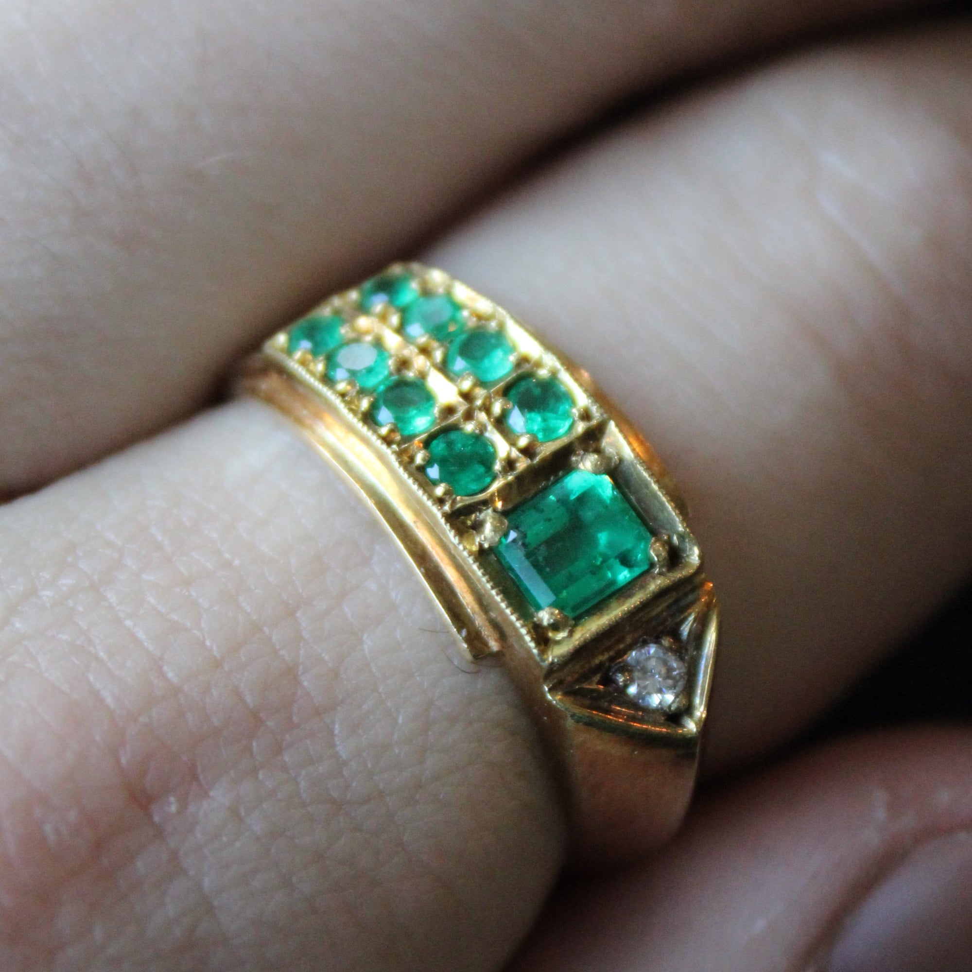 Emerald & Diamond Bypass Band | 0.85ctw, 0.04ct | SZ 10.25 |