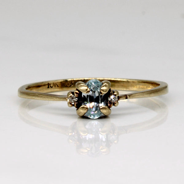 Petite Blue Topaz & Diamond Ring | 0.16ct, 0.02ctw | SZ 7 |