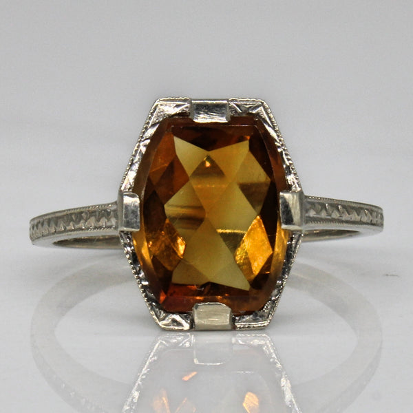 Art Deco Citrine Cocktail Ring | 2.05ct | SZ 6 |