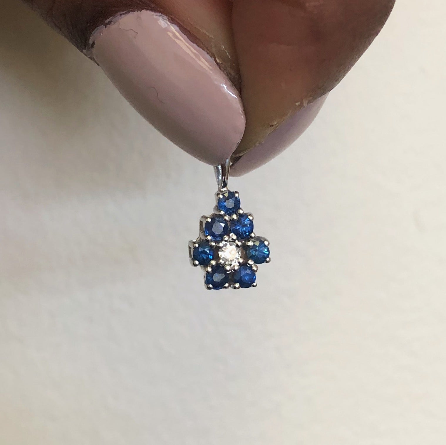 Diamond & Sapphire Tear Drop Cluster Pendant | 0.60ctw, 0.05ct |