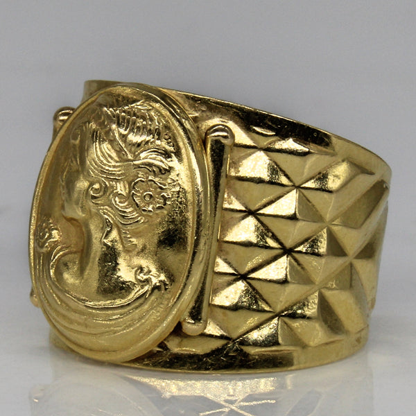 18k Yellow Gold Portrait Ring | SZ 8 |