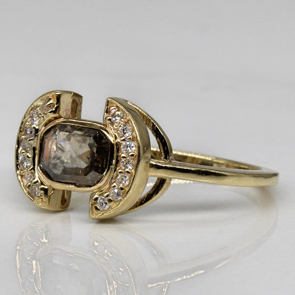 Fancy Grey Diamond Half Halo Ring | 0.95ctw | SZ 7.5 |