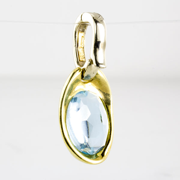 'Birks' Blue Topaz Two Tone Pendant | 4.00ct |