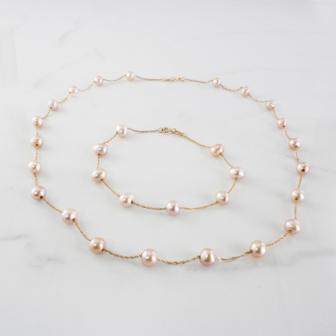 'EFFY' Pearl Bracelet & Necklace Set |