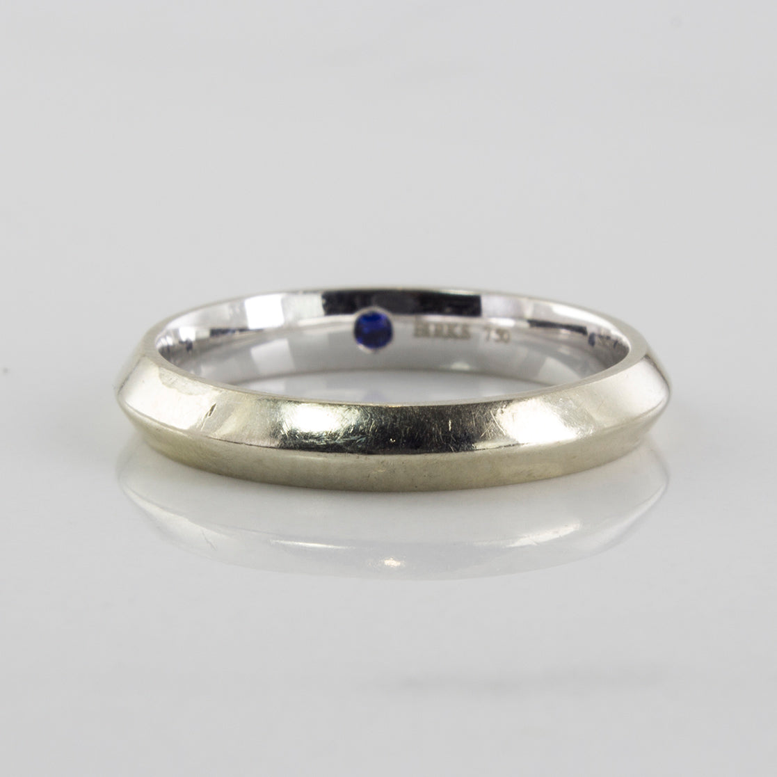 'Birks' White Gold Band With Hidden Sapphire | SZ 4.25 |