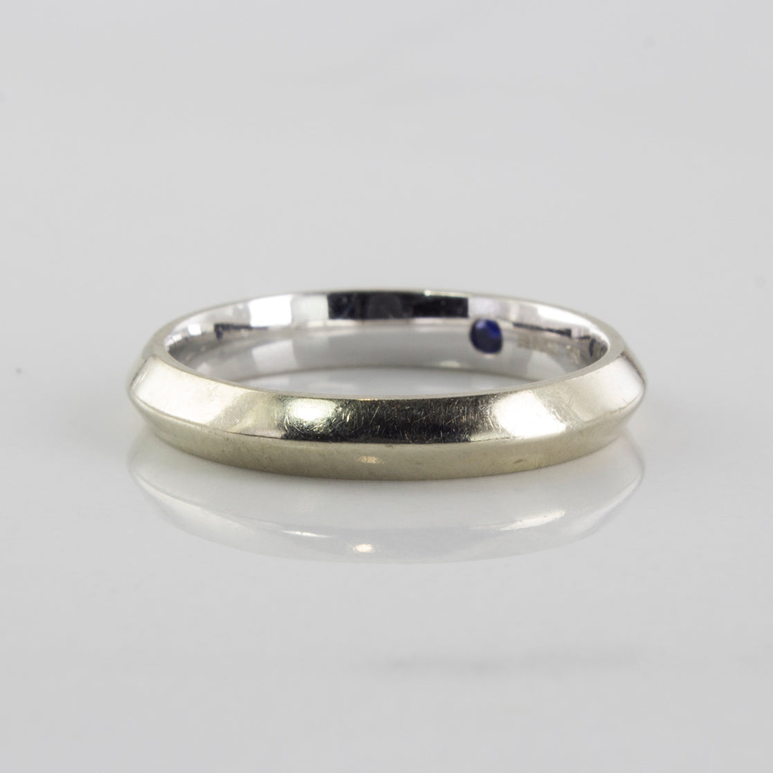 'Birks' White Gold Band With Hidden Sapphire | SZ 4.25 |