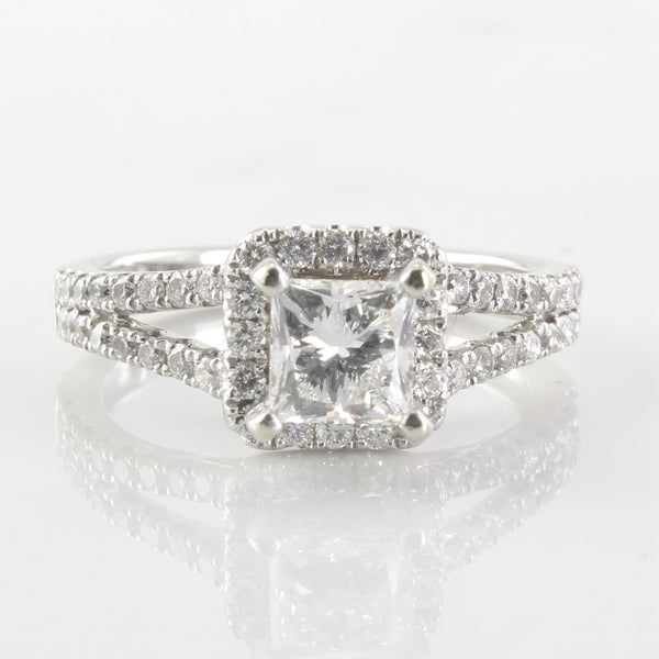 'Shane Co.' Split Shank Princess Diamond Halo Engagement Ring | 1.26ctw | SI2, F | SZ 5.5 |