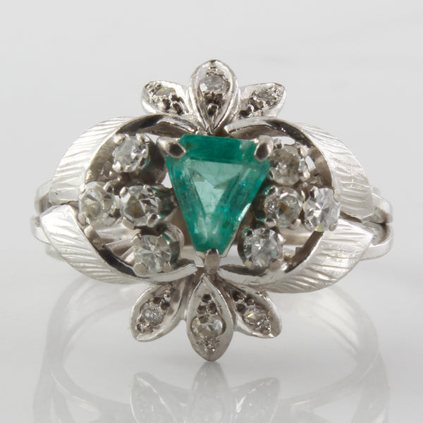 Art Deco Era Trillion Emerald Cocktail Ring | 0.30ctw, 0.30ct | SZ 8 |