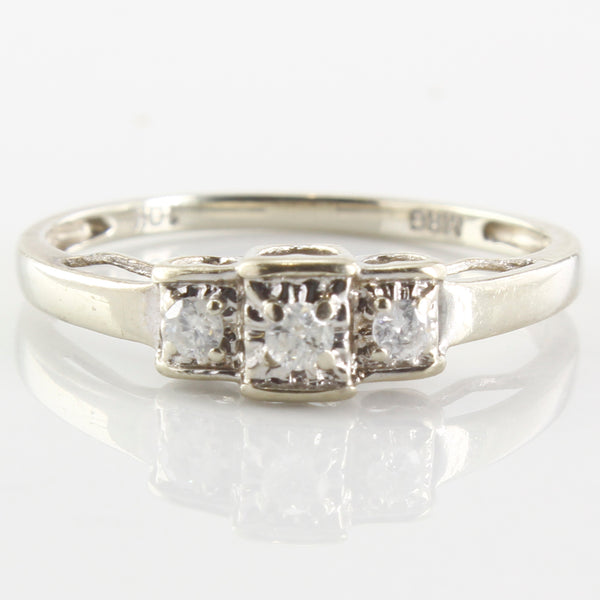 Heart Detailed Three Stone Diamond Ring | 0.10ctw | SZ 7 |