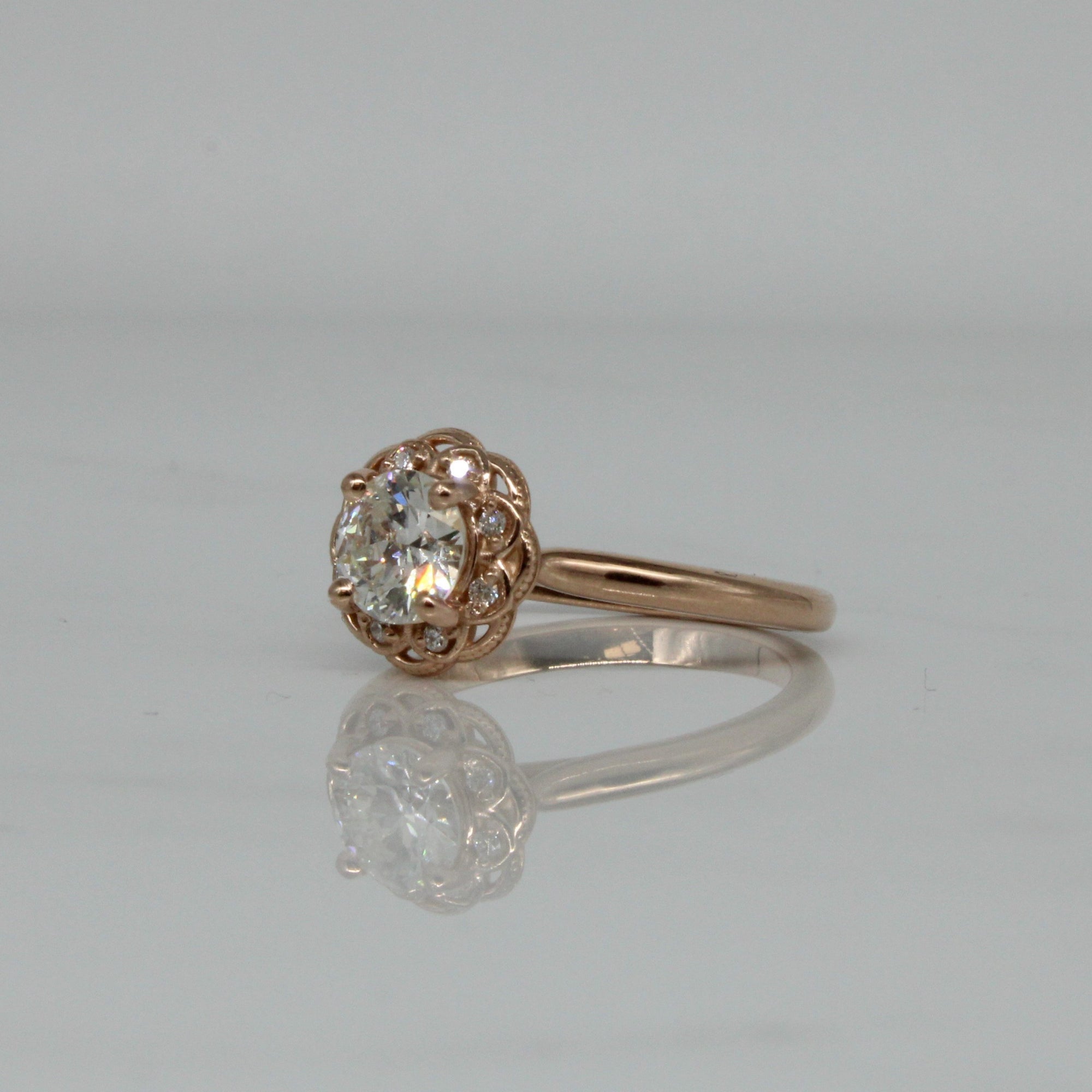 'Bespoke' Filigree Halo Engagement Ring | 0.86ctw | SZ 7 |