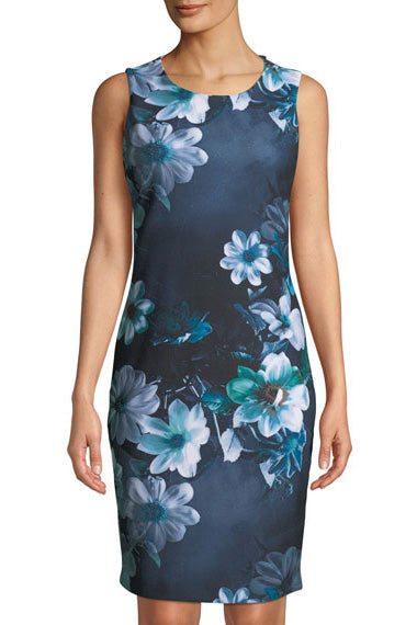 calvin klein floral print sheath dress