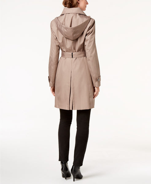 calvin klein hooded belted trench coat