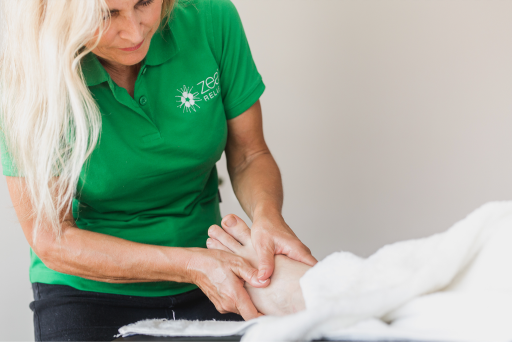 Kunzea Oil being used as part of a reflexology treatment