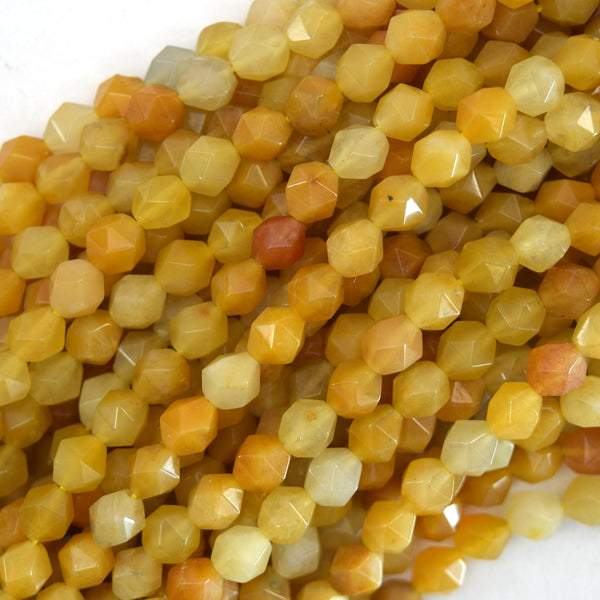 Natural Yellow Jade Beads 15 Inch Strand BD858